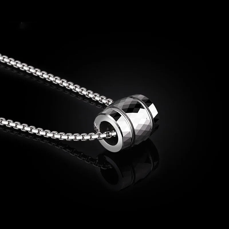 Men's Prism Barrel Mulit-Faceted Tungsten Pendant Necklace