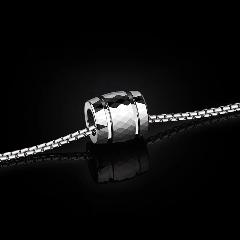 Men's Prism Barrel Mulit-Faceted Tungsten Pendant Necklace