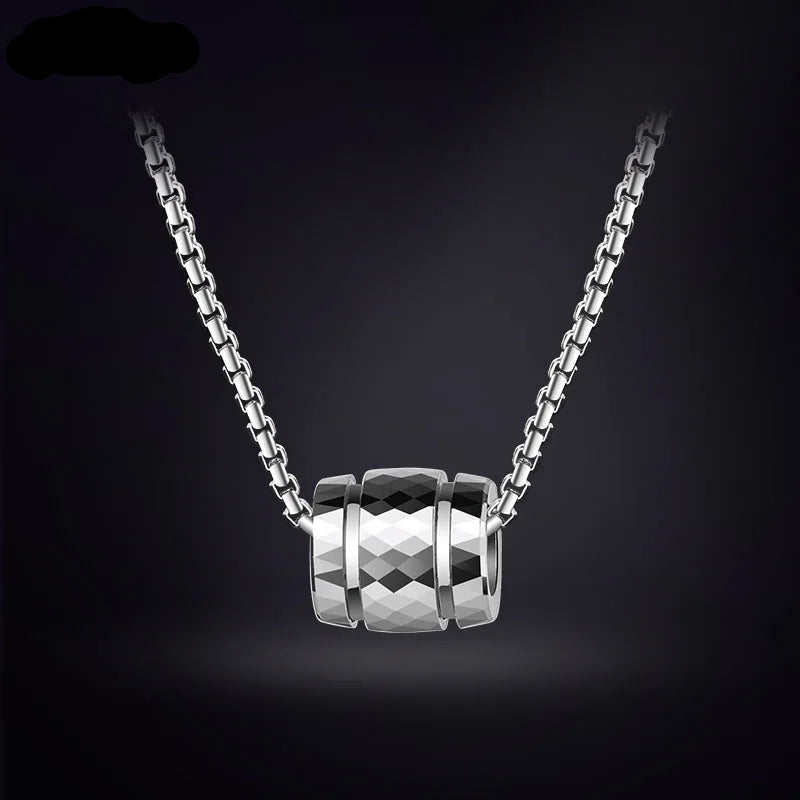 Men's Prism Barrel Mulit-Faceted Tungsten Pendant Necklace