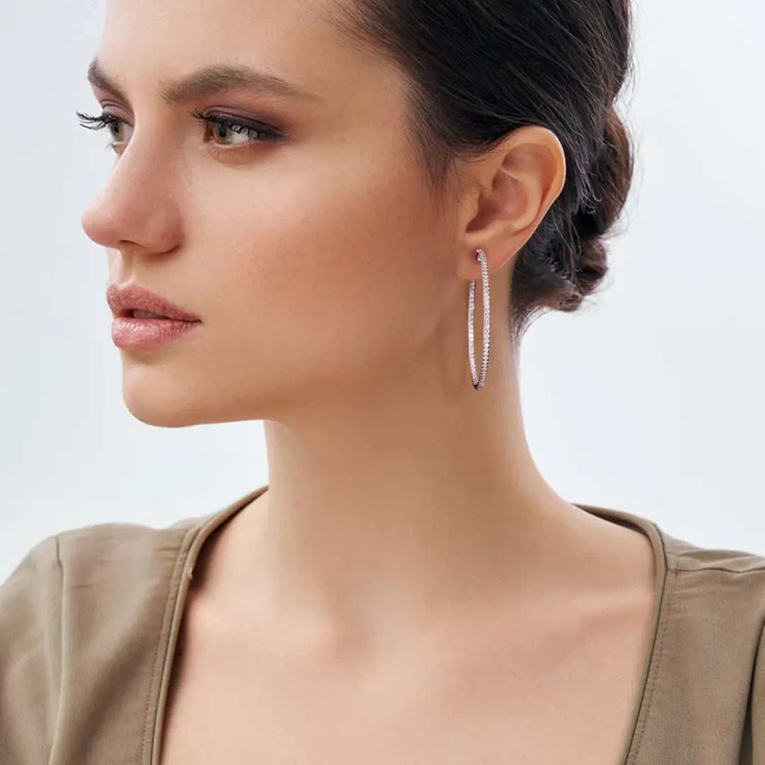 Ollys Deluxe Pavé Moissanite Hoop Earrings