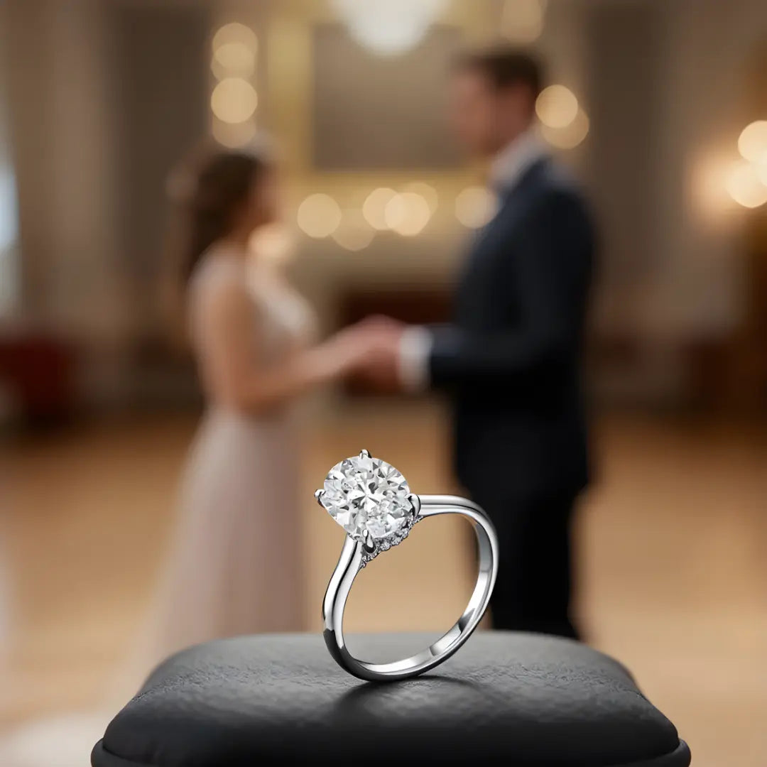 Novaire Deluxe Oval Moissanite Solitaire Ring 2.0ct