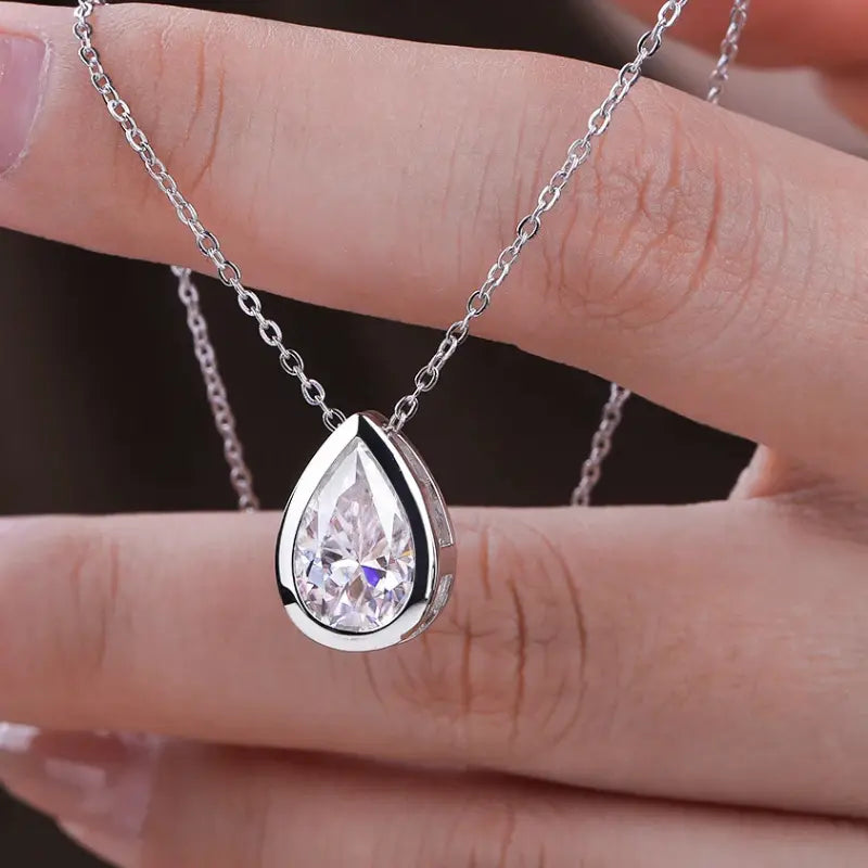 Belize 3ct Pear Cut Deluxe Moissanite Necklace