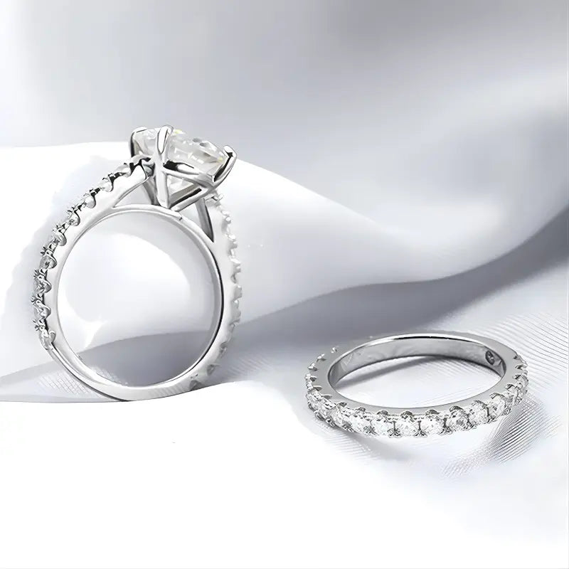 La Belle Moissanite Solitaire Ring with Matching Band 3.0ct