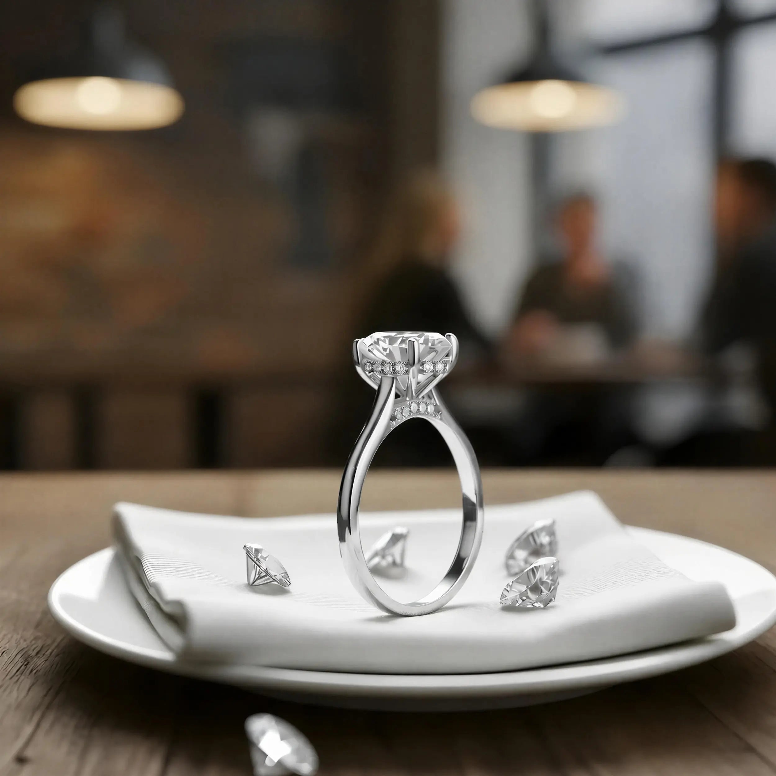 Novaire Deluxe Oval Moissanite Solitaire Ring 2.0ct