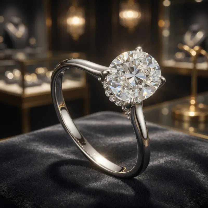 Novaire Deluxe Oval Moissanite Solitaire Ring 2.0ct