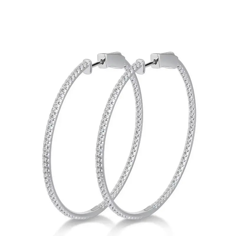 Ollys Deluxe Pavé Moissanite Hoop Earrings