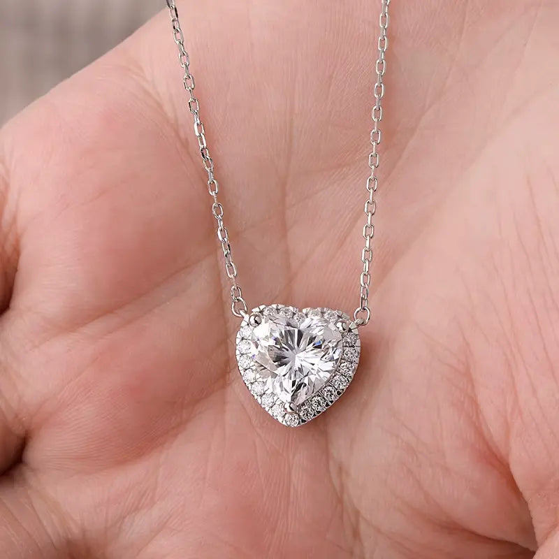 Pavé Heart Deluxe Moissanite Necklace