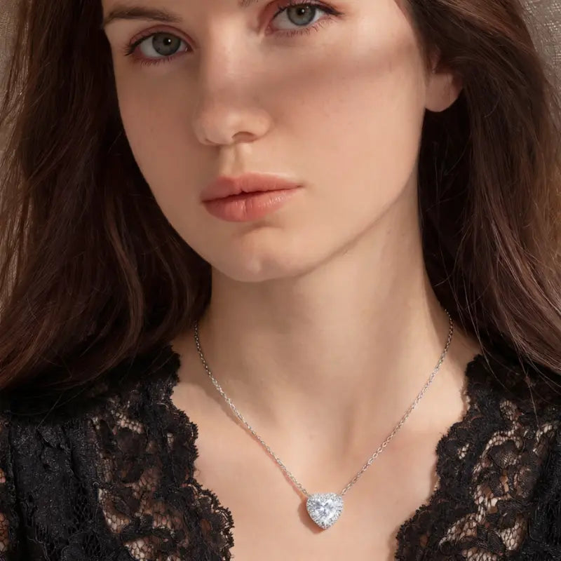 Pavé Heart Deluxe Moissanite Necklace
