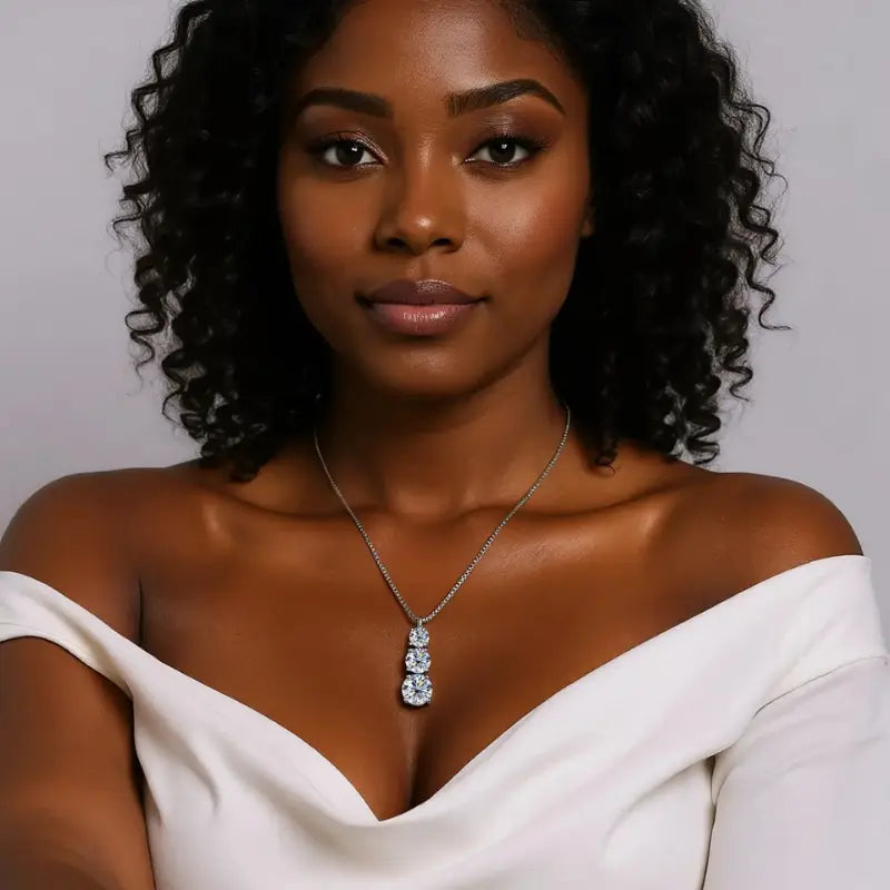 Iris Three-Stone Deluxe Moissanite Necklace