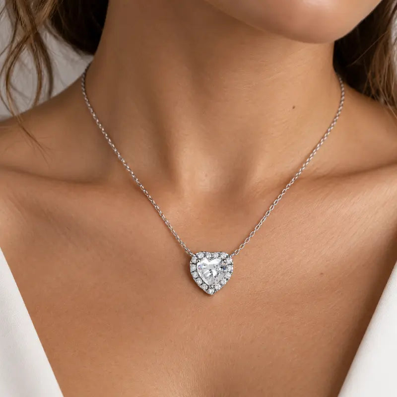 Pavé Heart Deluxe Moissanite Necklace