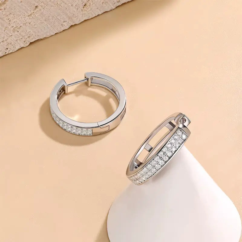 Deluxe 0.34ctw Pavé Moissanite Hoop Earrings