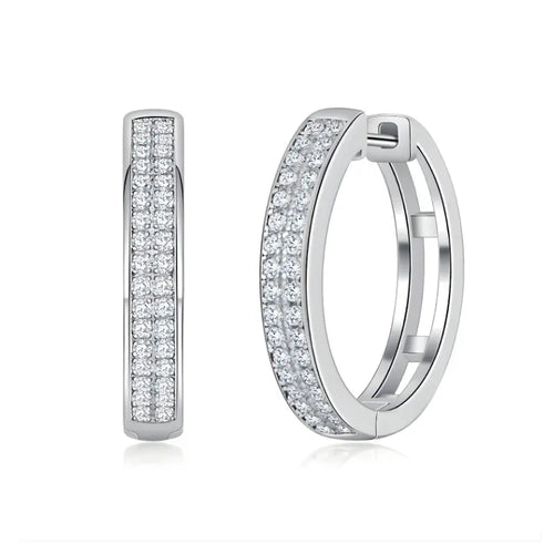 Deluxe 0.34ctw Pavé Moissanite Hoop Earrings