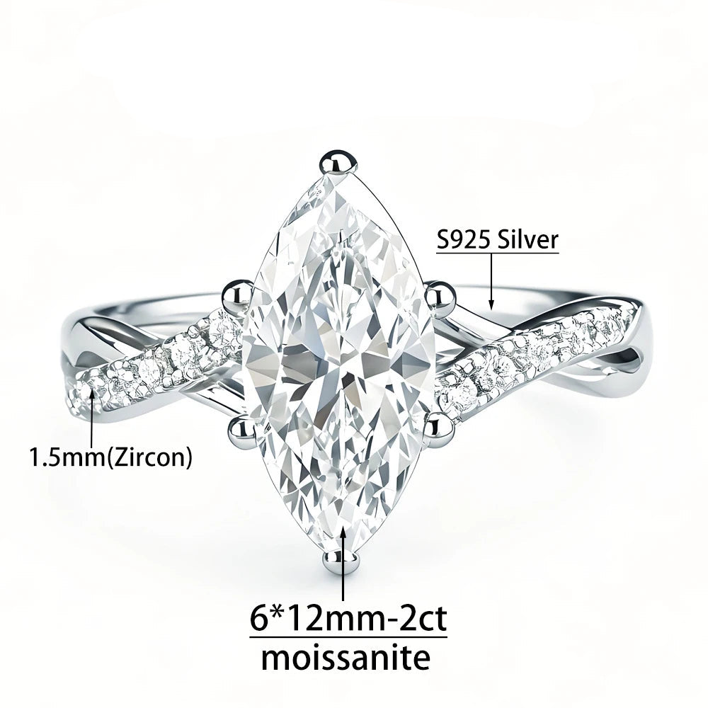 Lorienne Deluxe Marquise Cut Moissanite Ring 2.0ct