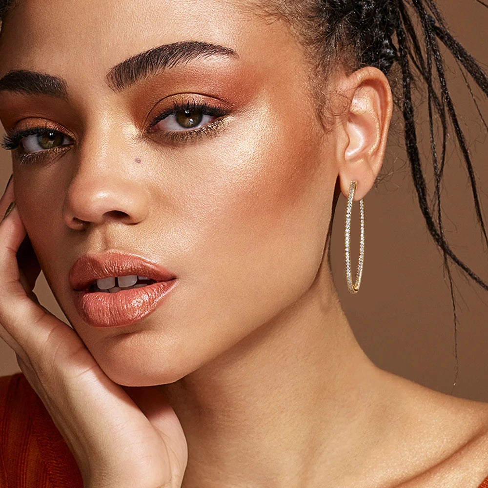 Ollys Deluxe Pavé Moissanite Hoop Earrings