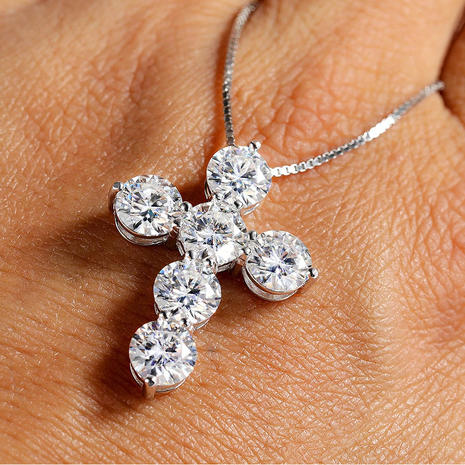 Deluxe 4.8ctw Moissanite Cross Necklace