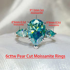 Oceane 5ct Pear Cut Blue-Green Deluxe Moissanite Ring