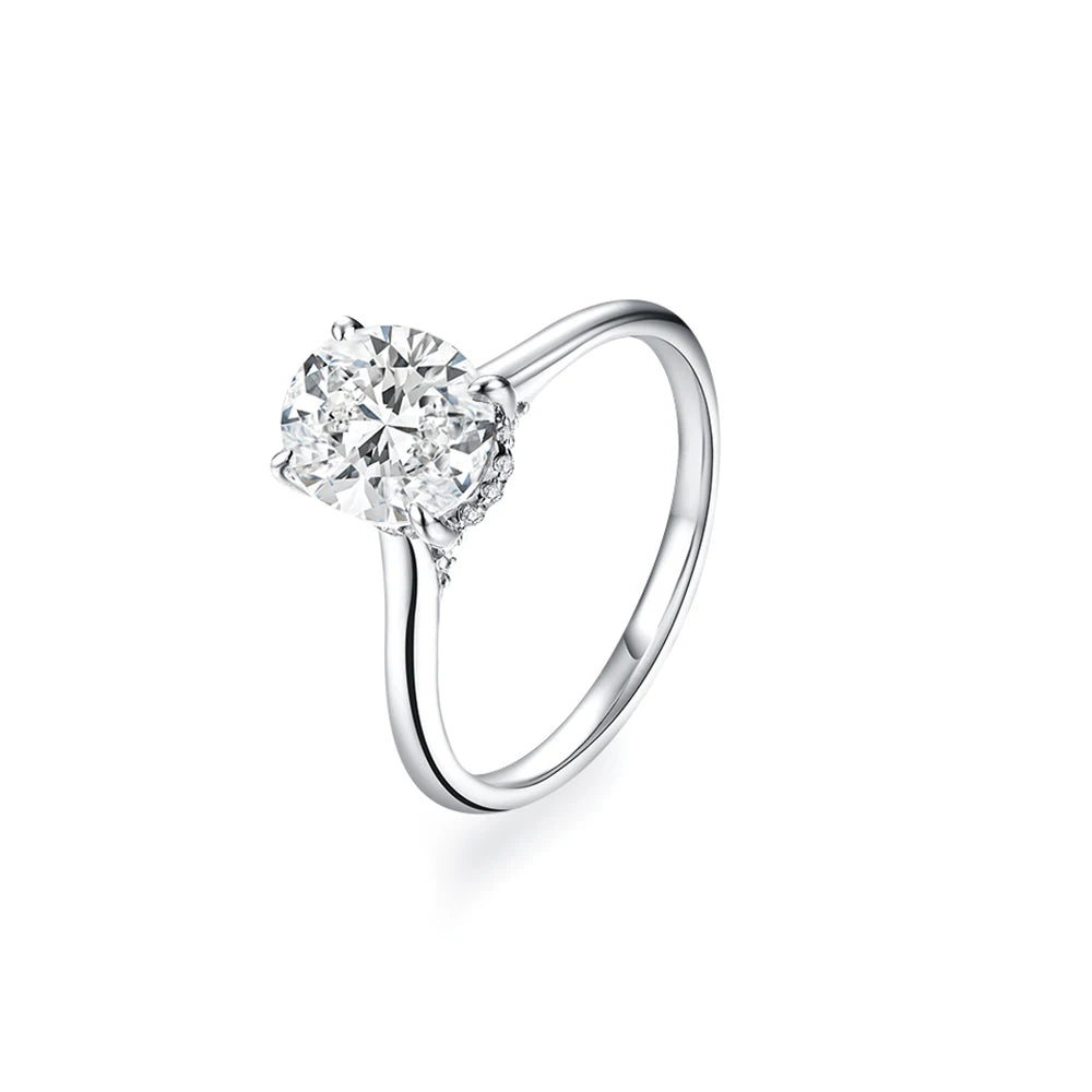 Novaire Deluxe Oval Moissanite Solitaire Ring 2.0ct