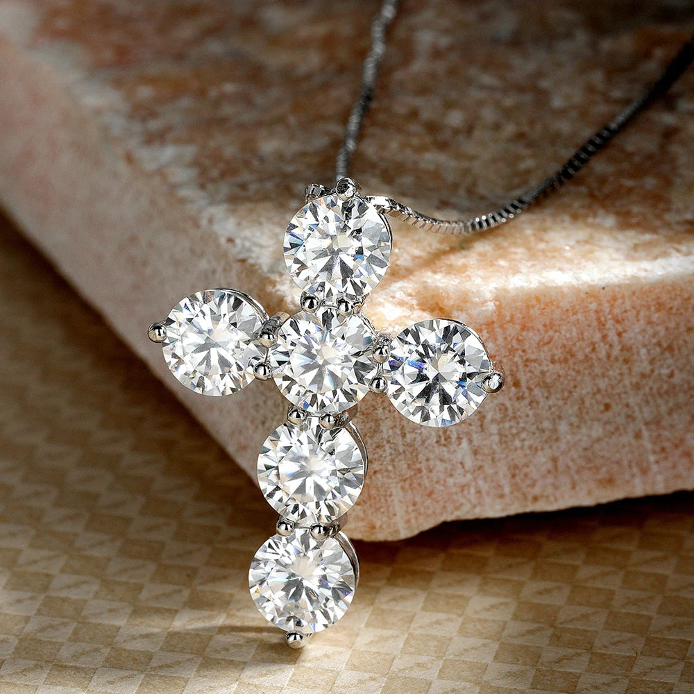 Deluxe 4.8ctw Moissanite Cross Necklace