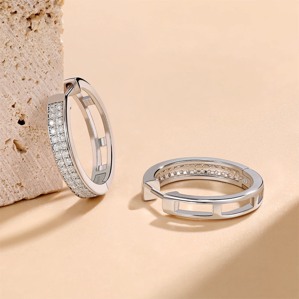 Deluxe 0.34ctw Pavé Moissanite Hoop Earrings