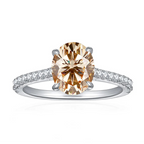 Kalem 2ct Champagne Oval Deluxe Moissanite Solitaire Ring