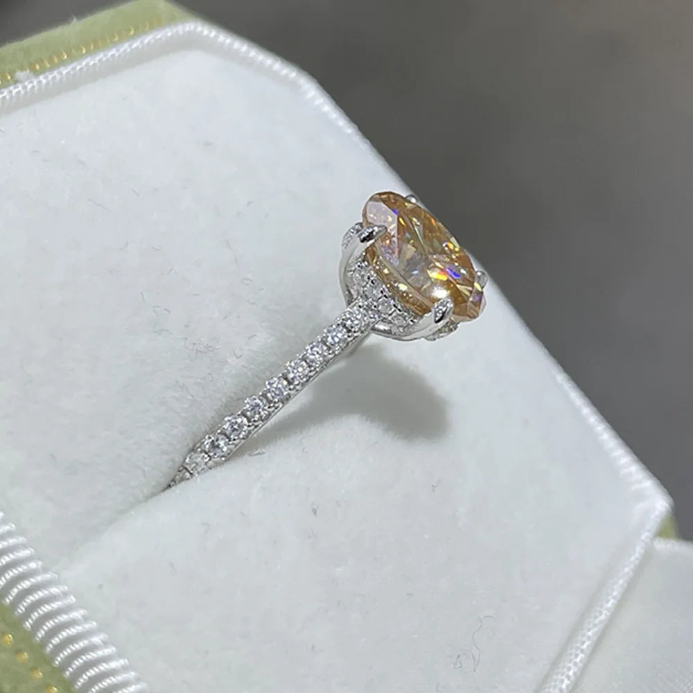 Kalem 2ct Champagne Oval Deluxe Moissanite Solitaire Ring