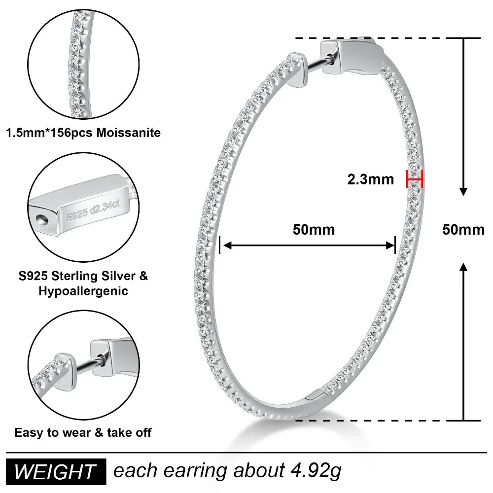 Ollys Deluxe Pavé Moissanite Hoop Earrings