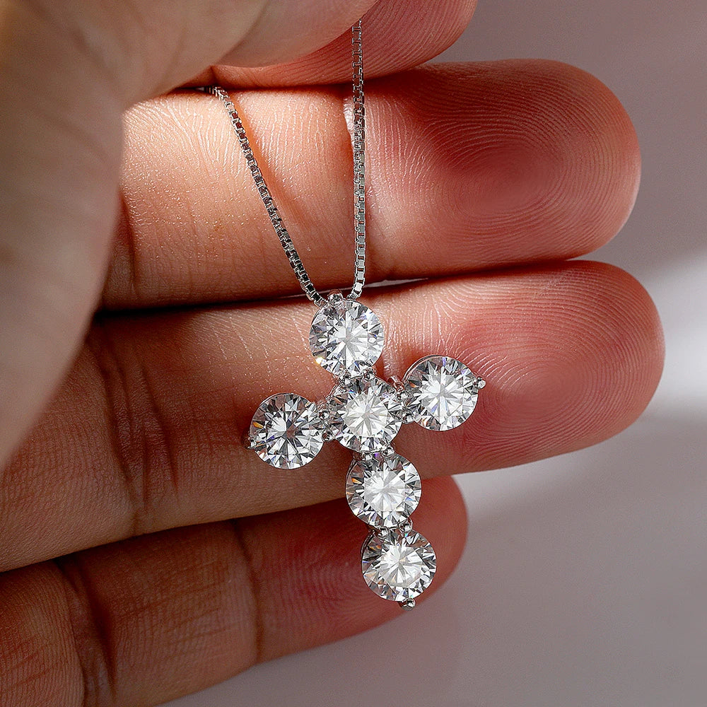 Deluxe 4.8ctw Moissanite Cross Necklace