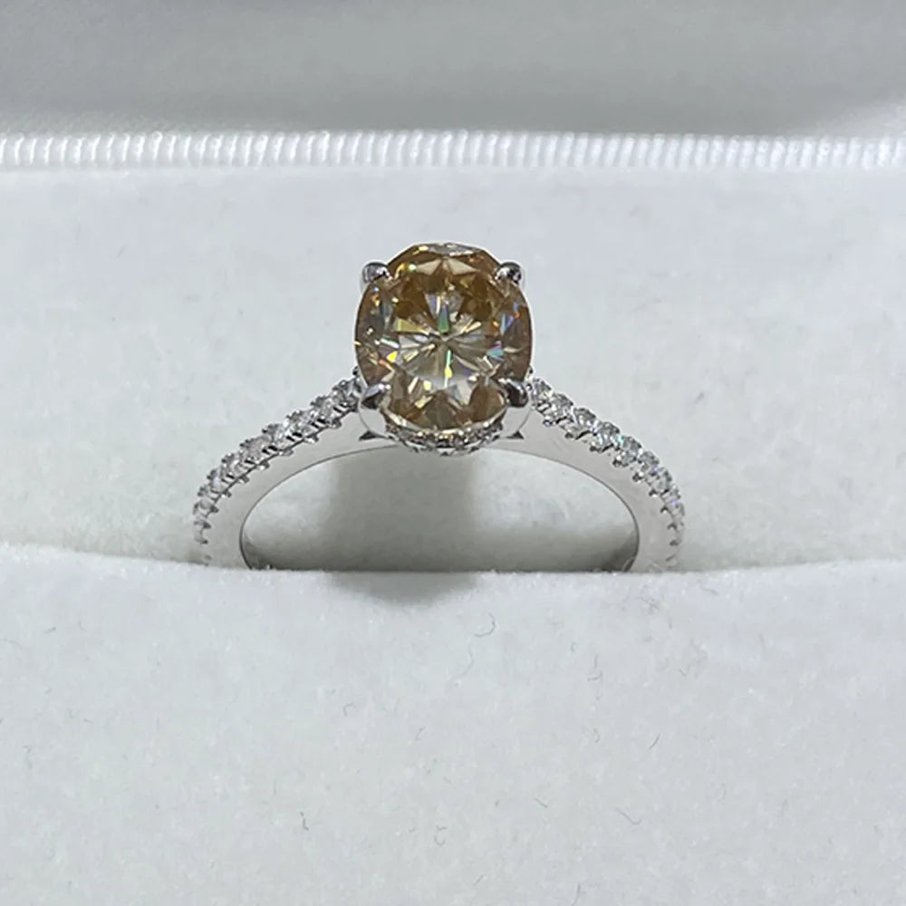 Kalem 2ct Champagne Oval Deluxe Moissanite Solitaire Ring