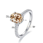 Kalem 2ct Champagne Oval Deluxe Moissanite Solitaire Ring