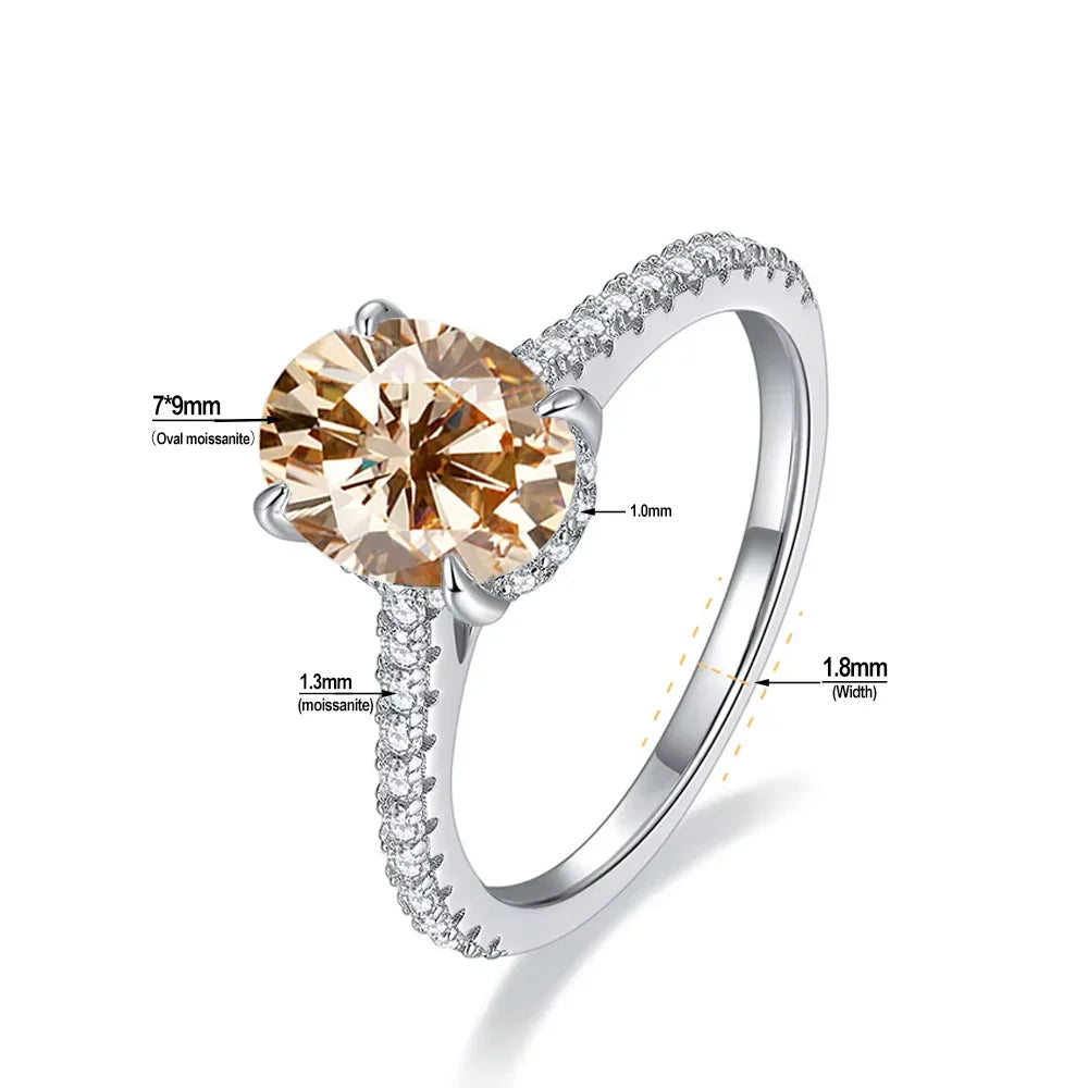 Kalem 2ct Champagne Oval Deluxe Moissanite Solitaire Ring