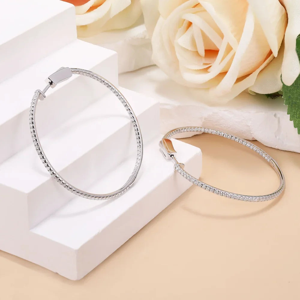 Ollys Deluxe Pavé Moissanite Hoop Earrings