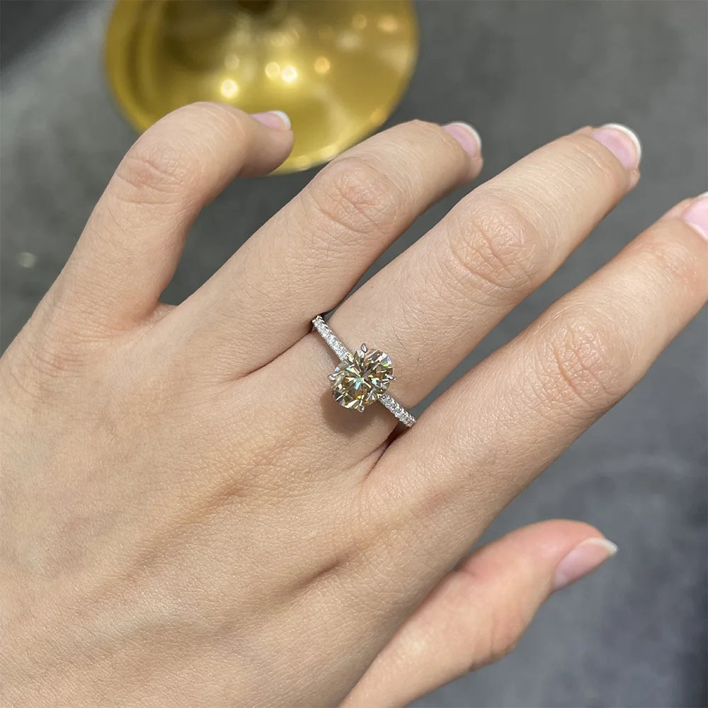 Kalem 2ct Champagne Oval Deluxe Moissanite Solitaire Ring