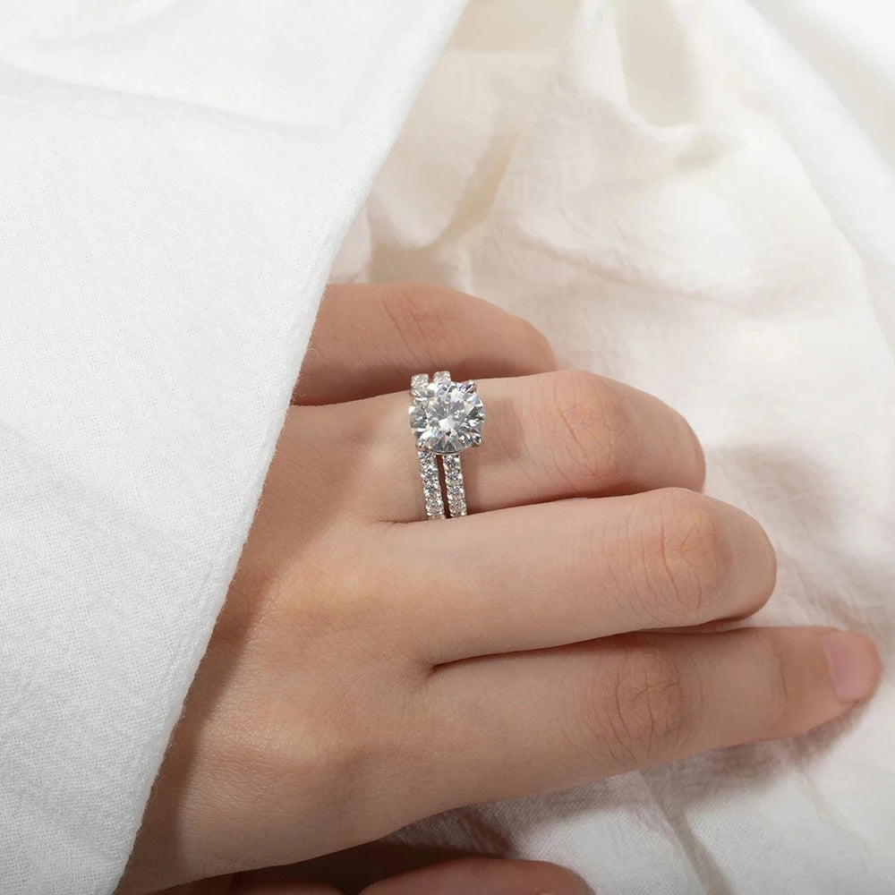 La Belle Moissanite Solitaire Ring with Matching Band 3.0ct