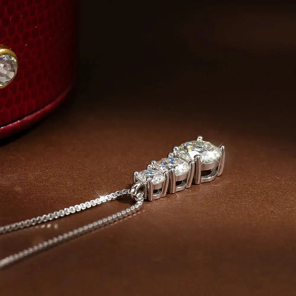Iris Three-Stone Deluxe Moissanite Necklace