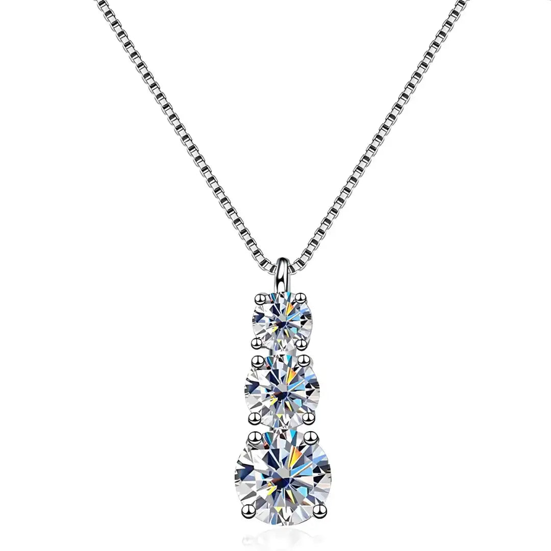 Iris Three-Stone Deluxe Moissanite Necklace