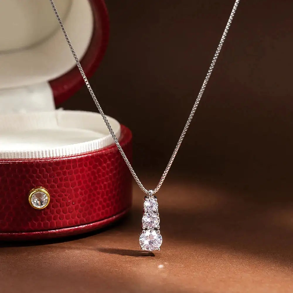 Iris Three-Stone Deluxe Moissanite Necklace